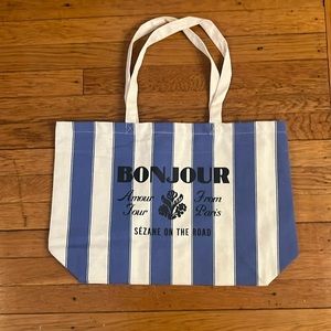Sezane NEW Bonjour NEW & unused Parisian Canvas Tote Bag